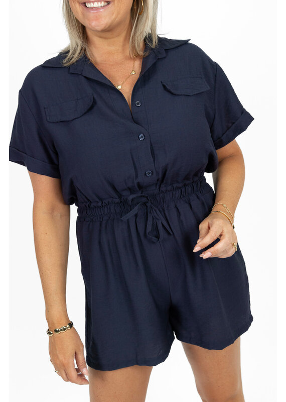 21Jewelz PRE ORDER- Effen playsuit met koordje - donkerblauw