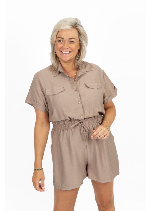 21Jewelz Effen playsuit met koordje - beige