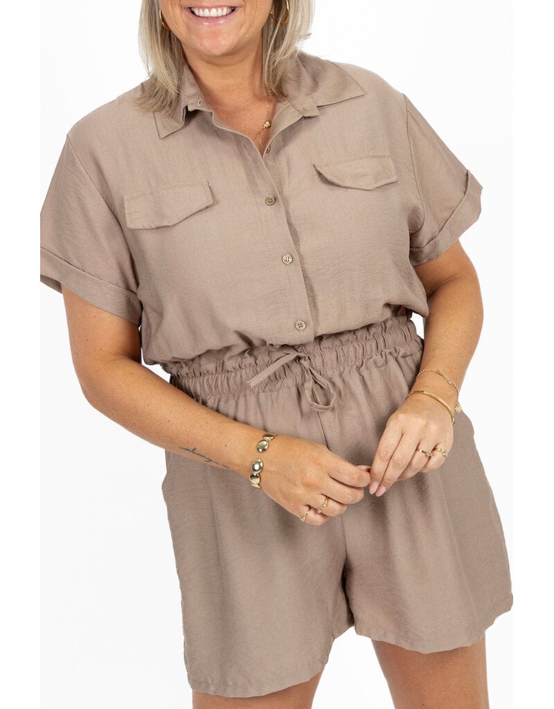 21Jewelz Effen playsuit met koordje - beige