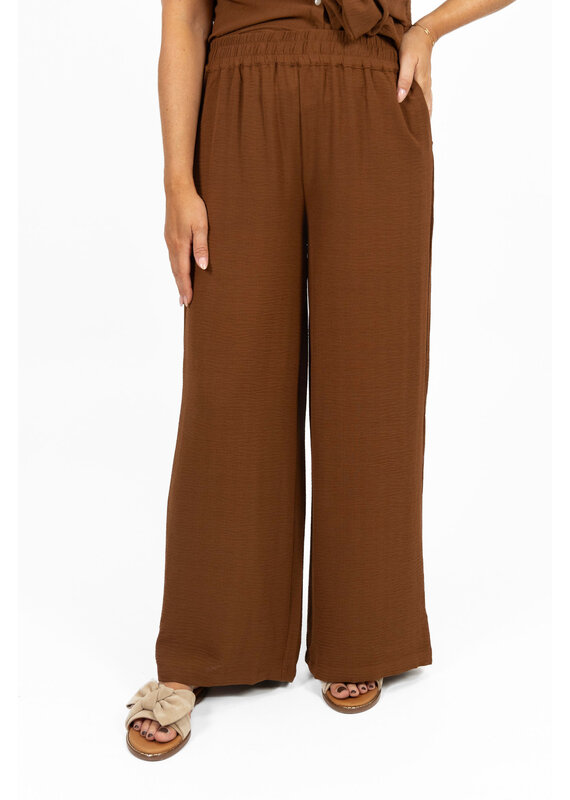 21Jewelz Losvallende pantalon met elastiek - bruin