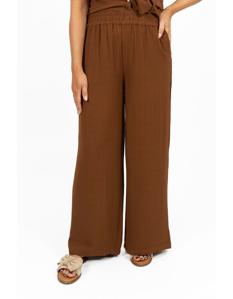 21Jewelz Losvallende pantalon met elastiek - bruin