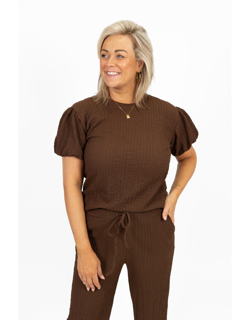 21Jewelz Losvallende co-ord set met pofmouwtjes - bruin