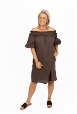 21Jewelz Off shoulder jurk met ruffle - bruin