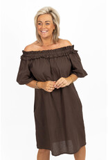 21Jewelz Off shoulder jurk met ruffle - bruin