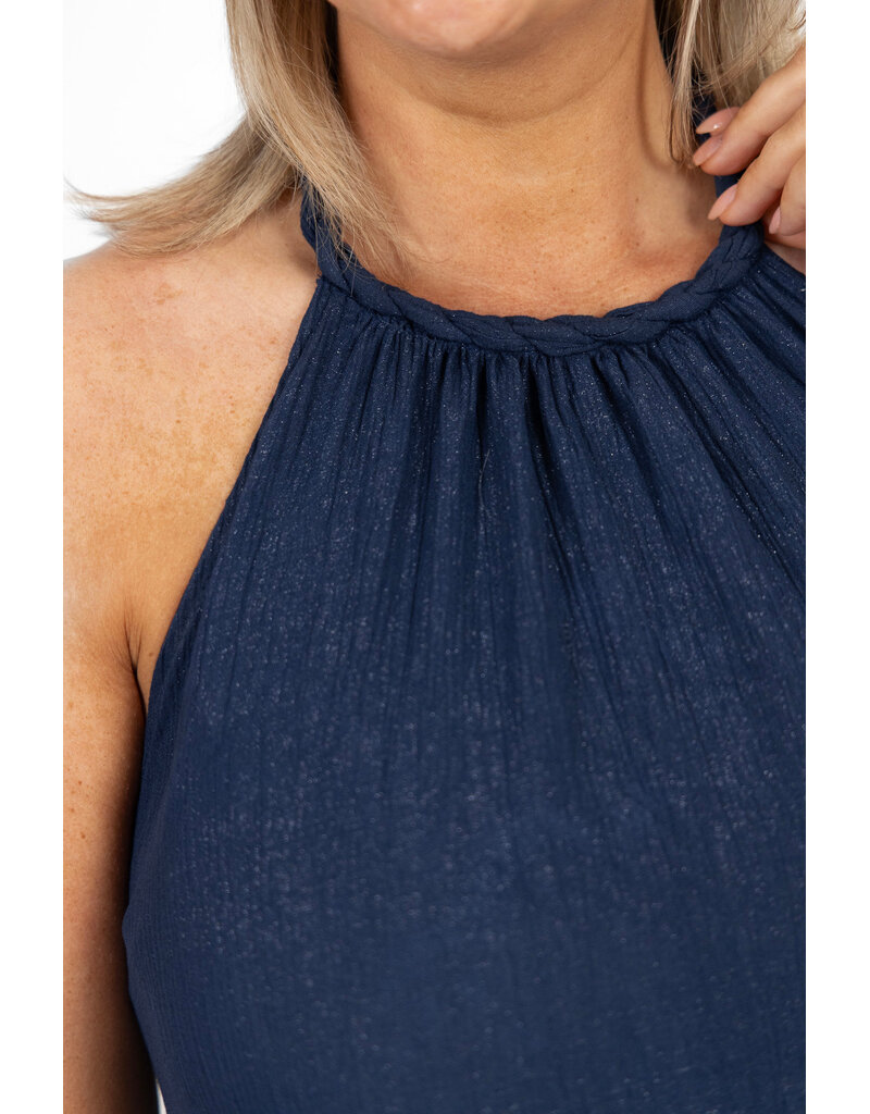 21Jewelz Lange jurk met gevlochten halter - donkerblauw