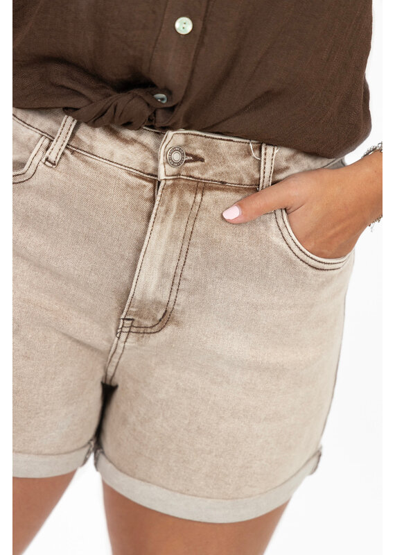 21Jewelz Jeans shortje met omgeslagen pijp - washed beige