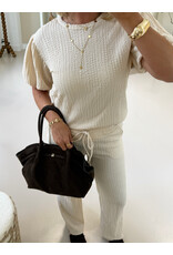 21Jewelz Losvallende co-ord set met pofmouwtjes - beige