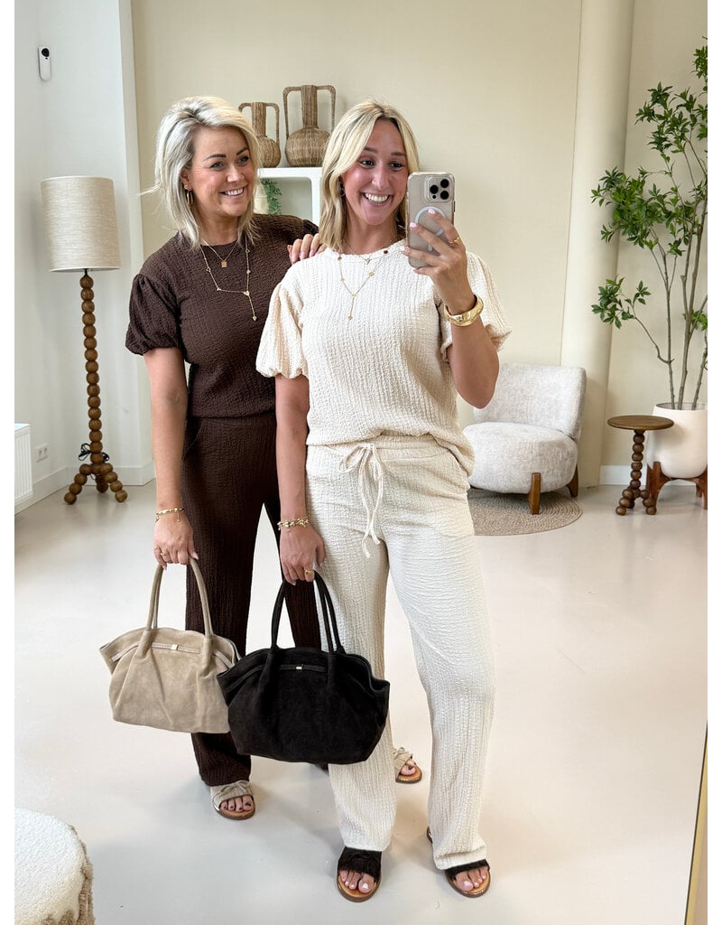 21Jewelz Losvallende co-ord set met pofmouwtjes - bruin