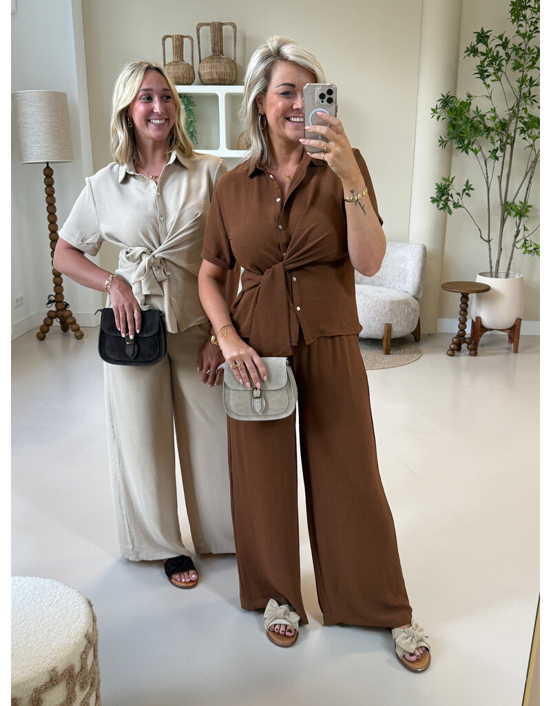 21Jewelz Losvallende pantalon met elastiek - beige