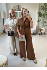21Jewelz Losvallende pantalon met elastiek - bruin