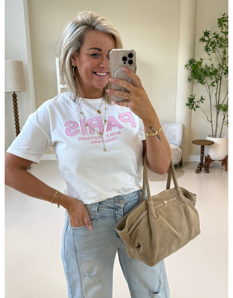 21Jewelz T-shirt Paris - wit/roze