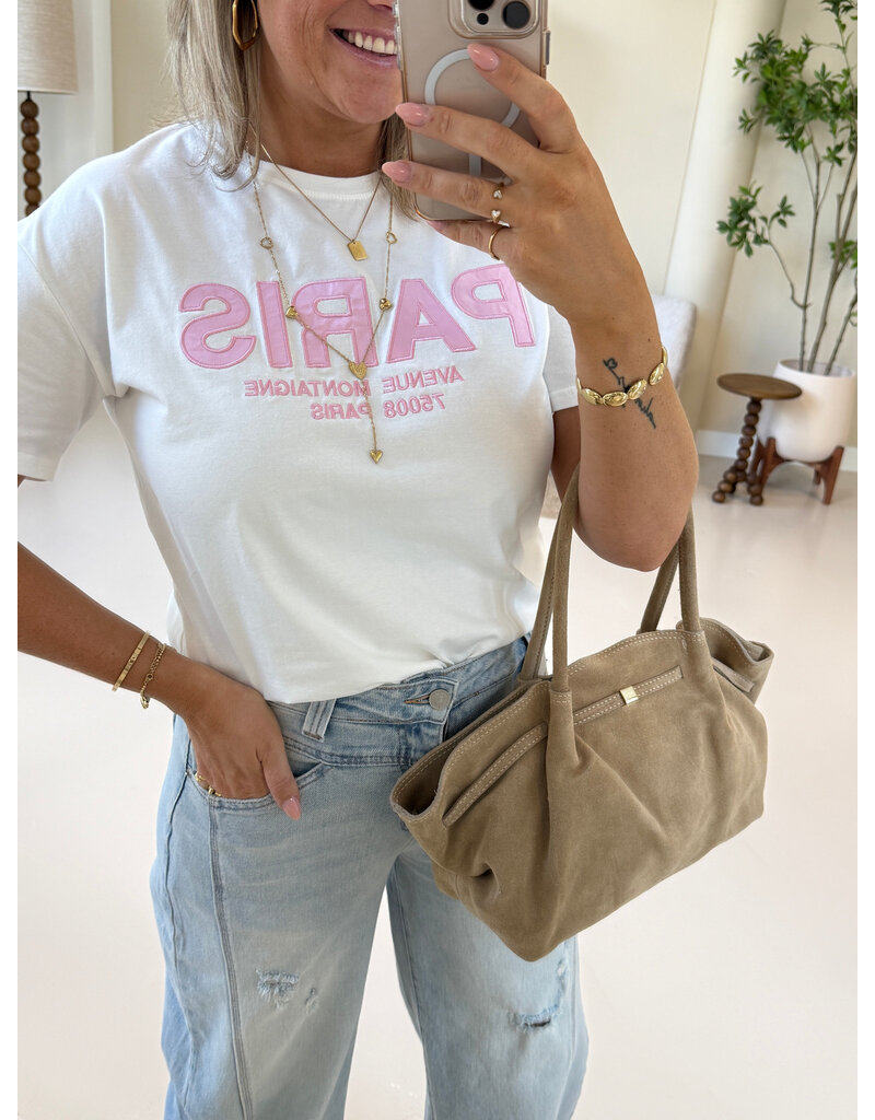 21Jewelz T-shirt Paris - wit/roze