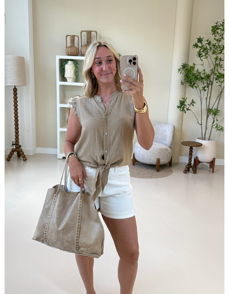 21Jewelz Jeans short met gouden knopen - ecru