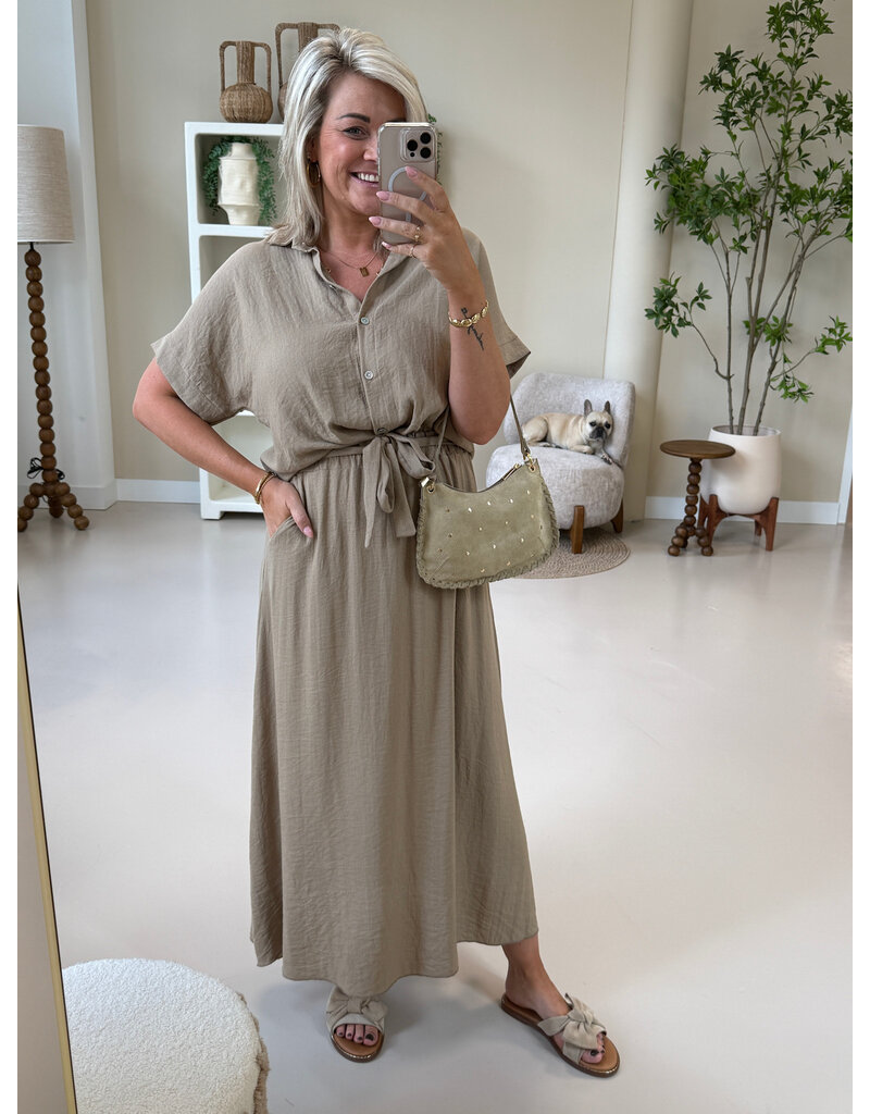 21Jewelz Lange effen rok met strikceintuur - camel