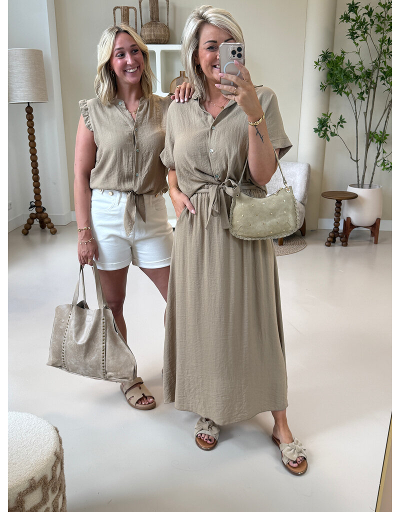 21Jewelz Lange effen rok met strikceintuur - camel