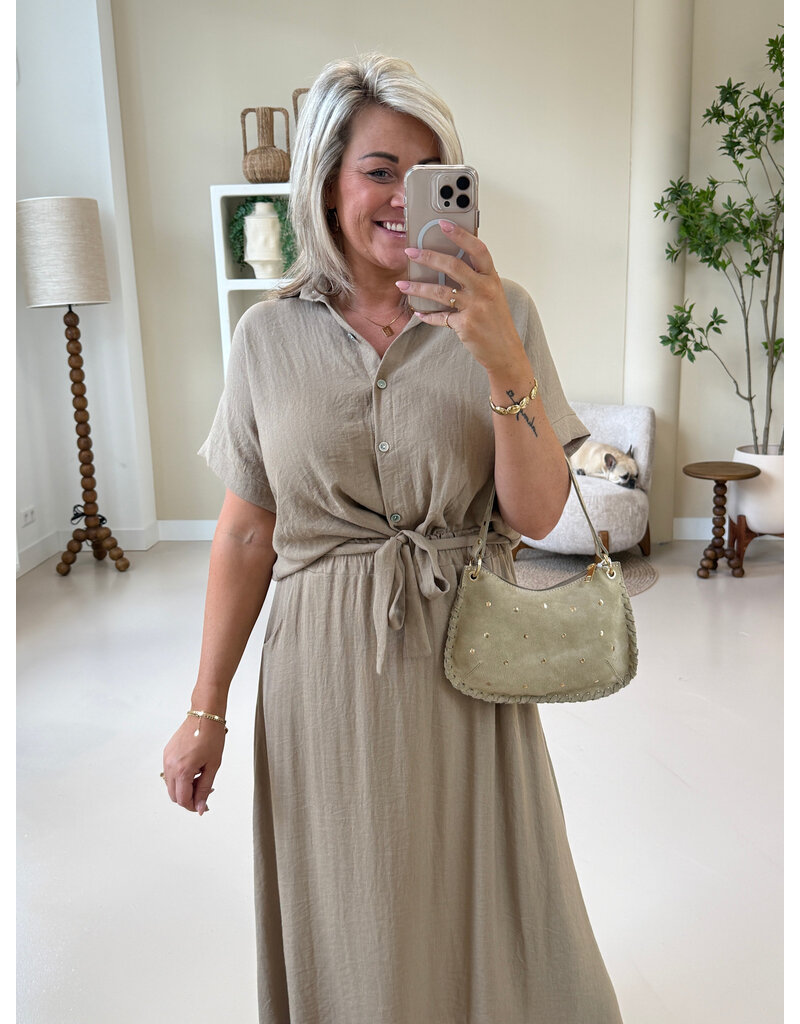 21Jewelz Effen blouse met cropped look - camel