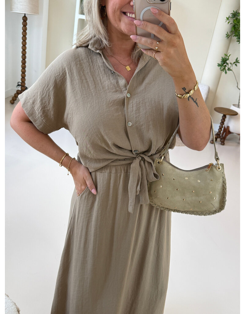 21Jewelz Effen blouse met cropped look - camel