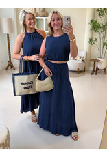 21Jewelz Lange jurk met gevlochten halter - donkerblauw