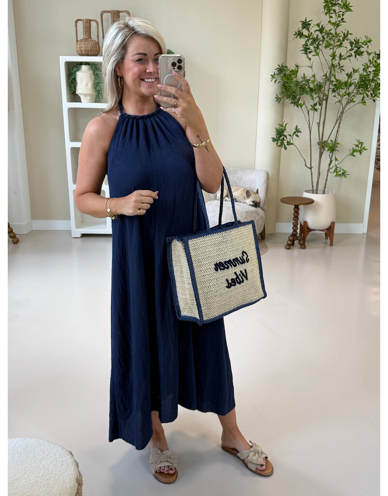 21Jewelz Lange jurk met gevlochten halter - donkerblauw