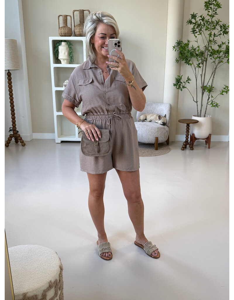 21Jewelz Effen playsuit met koordje - beige