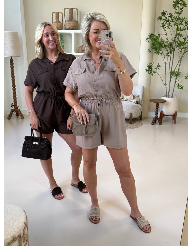 21Jewelz Effen playsuit met koordje - bruin