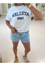 21Jewelz Denim short met schuine knoop - blauw