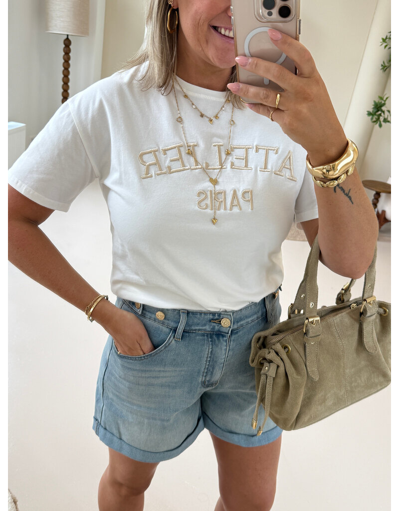 21Jewelz Jeans short met gouden knopen - blauw