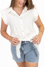 21Jewelz Blouse met knoopdetail & ruffles - wit