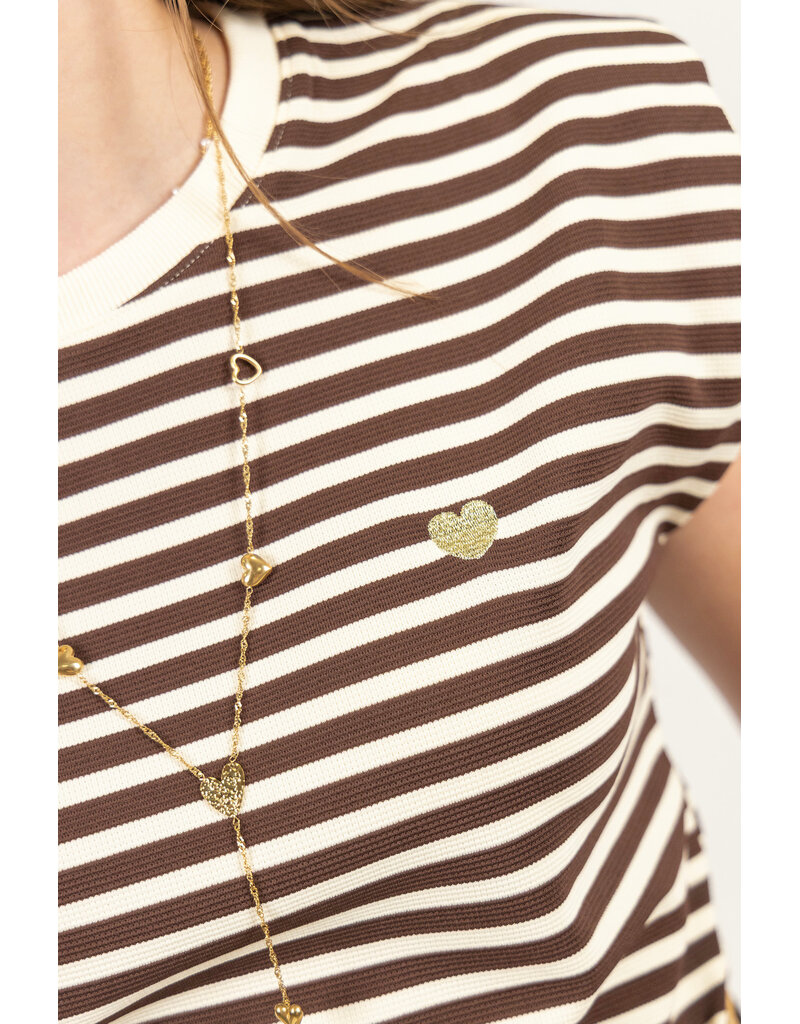 21Jewelz Gestreept t-shirt met gouden hartje