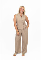 21Jewelz Co-ord set met strik gilet - beige