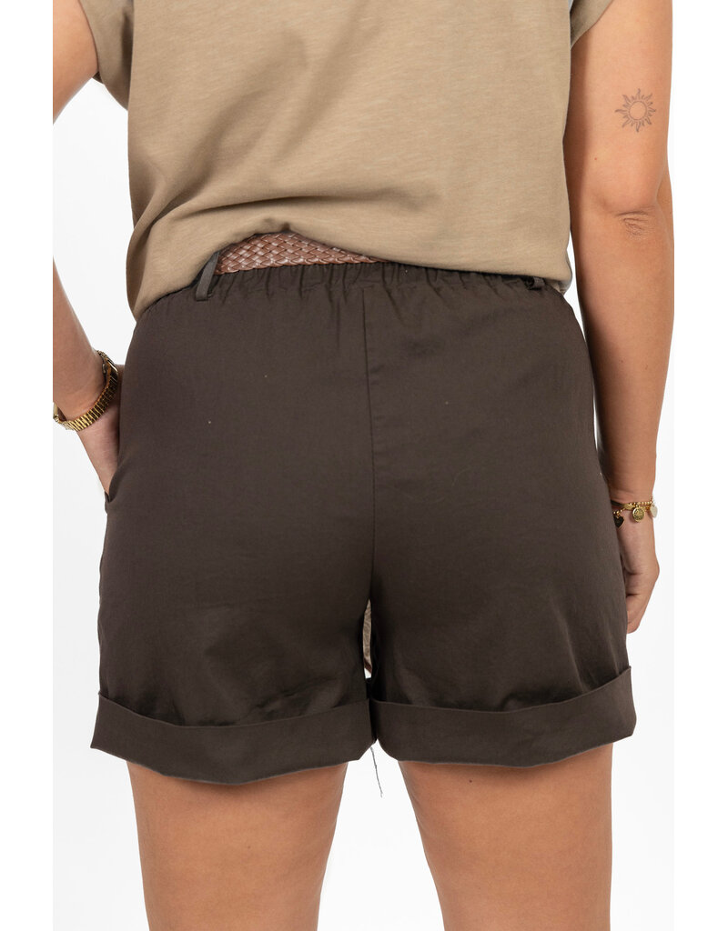 21Jewelz Short met knoopceintuur - donkerbruin