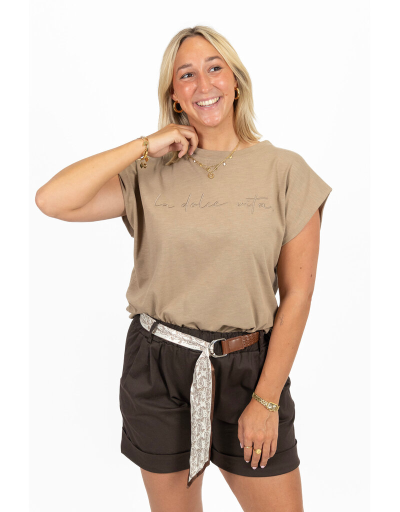 21Jewelz Short met knoopceintuur - donkerbruin