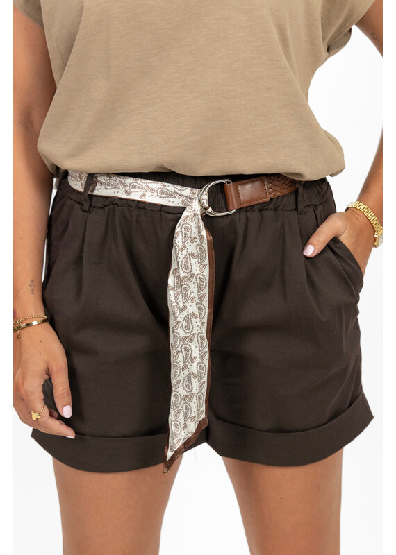 21Jewelz Short met knoopceintuur - donkerbruin
