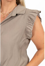 21Jewelz Blouse met knoopdetail & ruffles - taupe