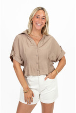 21Jewelz Blouse met omgeslagen korte mouwen - beige