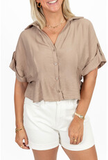 21Jewelz Blouse met omgeslagen korte mouwen - beige