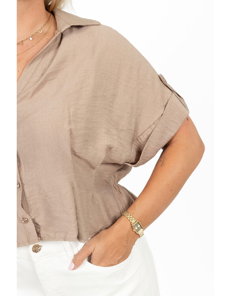 21Jewelz Blouse met omgeslagen korte mouwen - beige