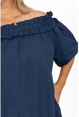 21Jewelz Off shoulder jurk met ruffle - donkerblauw