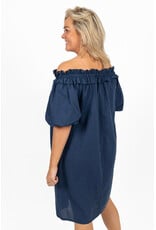 21Jewelz Off shoulder jurk met ruffle - donkerblauw