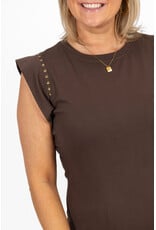 21Jewelz Basic lange jurk met studs - bruin