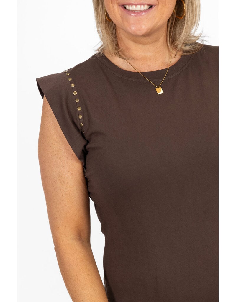 21Jewelz Basic lange jurk met studs - bruin