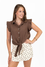 21Jewelz Blouse met knoopdetail & ruffles - lichtbruin