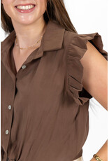 21Jewelz Blouse met knoopdetail & ruffles - lichtbruin