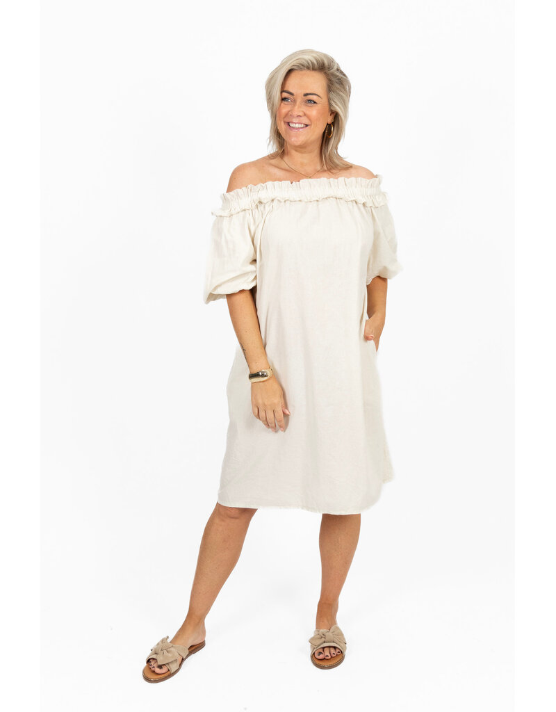 21Jewelz Off shoulder jurk met ruffle - ecru