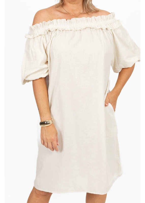 21Jewelz Off shoulder jurk met ruffle - ecru