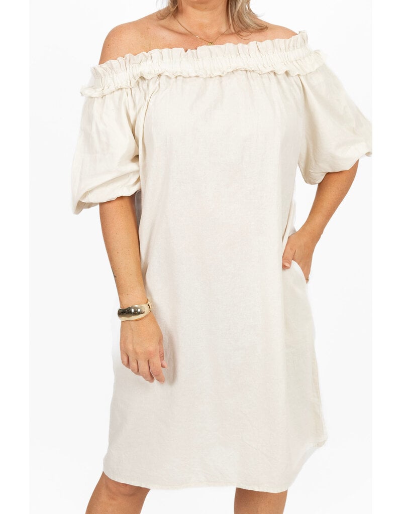 21Jewelz Off shoulder jurk met ruffle - ecru