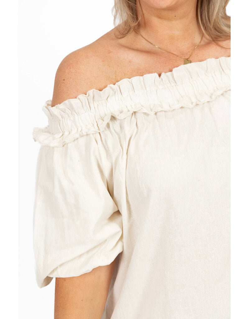 21Jewelz Off shoulder jurk met ruffle - ecru