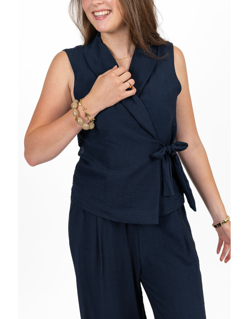 21Jewelz Co-ord set met strik gilet - blauw