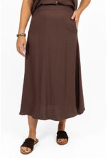 21Jewelz Effen linnen midi rok - bruin
