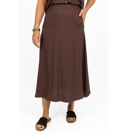 21Jewelz Effen linnen midi rok - bruin
